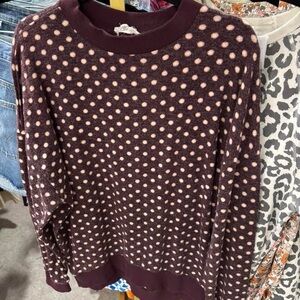 Easel Burgundy and Pink Polka Dot Sweater